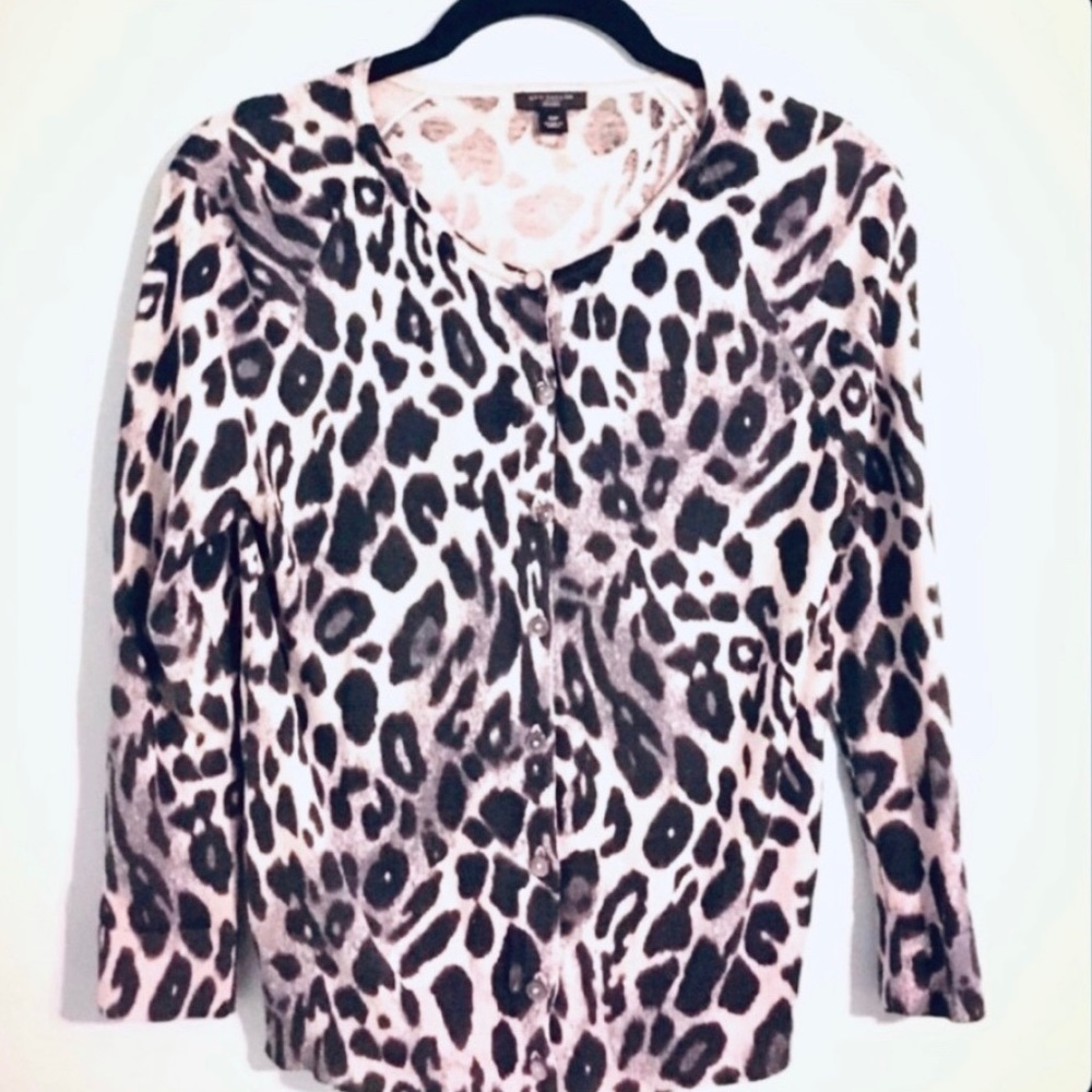 Ann Taylor perfect leopard silk blend cardigan